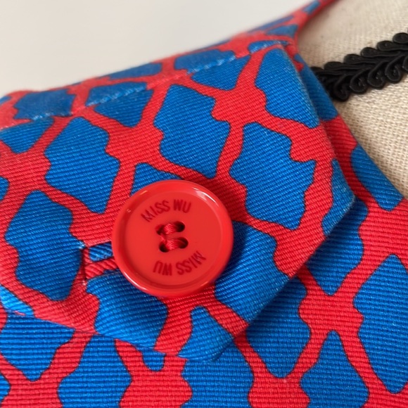 MISS WU geometric dress blue red - Picture 7 of 14